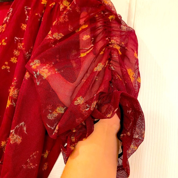 Rue 21 Red Floral Cinched Midi Dress - Picture 3 of 5